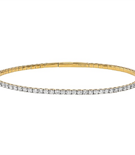 14K Yellow Gold And 1.51 CTW Diamond Flex Bangle Bracelet