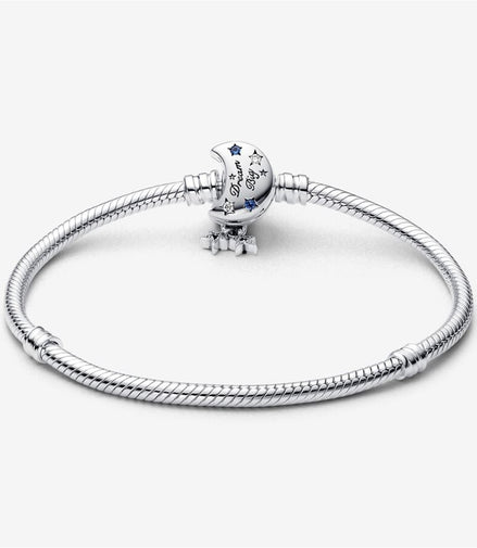 Pandora Moments Sparkling Moon Clasp Snake Chain Bracelet Size 17