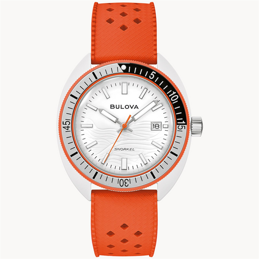 Bulova Snorkel Clownfish White Dial Oranage Rubber Strap Watch