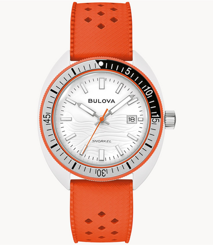 Bulova Snorkel Clownfish White Dial Oranage Rubber Strap Watch