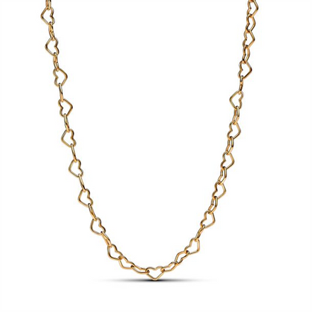 Pandora Essence Linked Hearts Gold-Plated Collier Necklace 45 cm