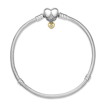 Pandora Disney Moments Heart Clasp Snake Chain Bracelet Size 18
