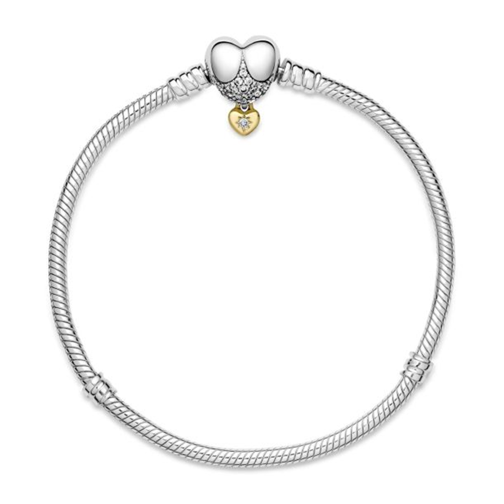 Pandora Disney Moments Heart Clasp Snake Chain Bracelet Size 18
