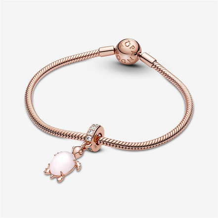 Pandora Moments Murano Glass Pink Sea Turtle Dangle Charm