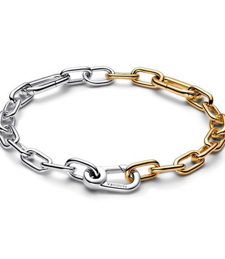 Pandora Me Link Two-Tone Gold-Plated and Sterling Silver Chain Bracelet Size 3