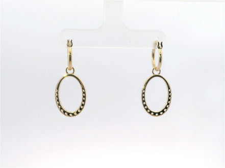 14K Yellow Gold And 0.53 CTW Diamond Oval Shaped Drop Dangle Earrings