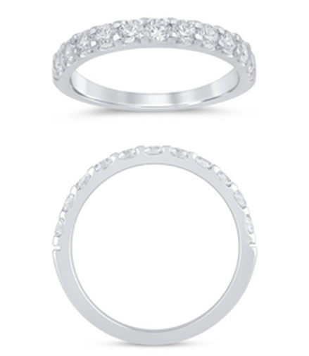 14K White Gold 0.75 CTW Diamond Low Profile Half Eternity Band