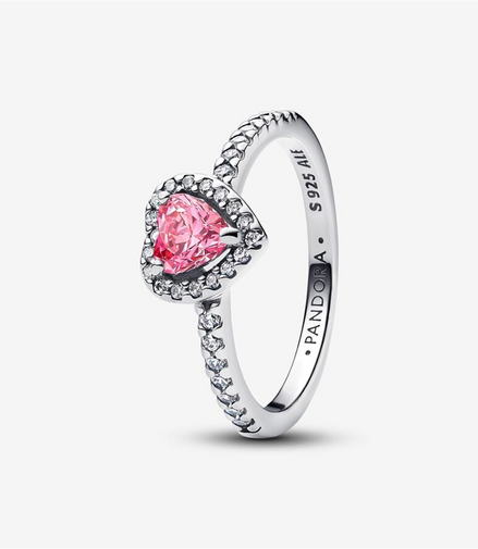 Pandora Timeless Elevated Pink Heart Ring Size 8.5