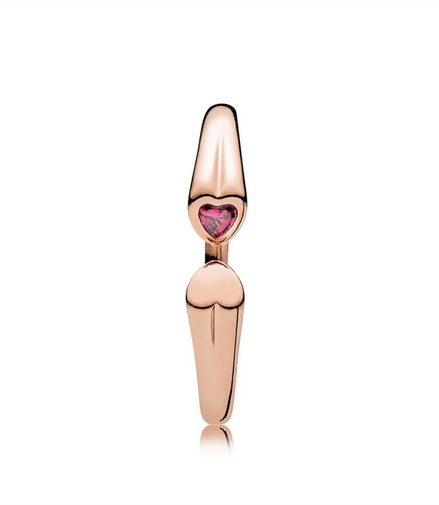 Pandora Rose Two Hearts Open Ring Size 7