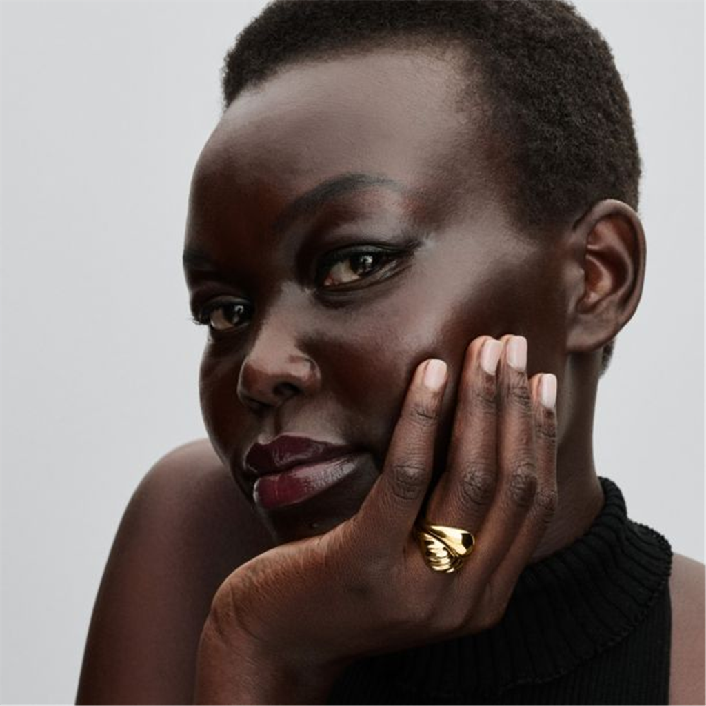 Pandora Essence Rippled Gold-Plated Stacking Rings Size 7