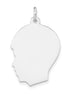 Engraveable 14K White Gold Sterling Silver Boys Head