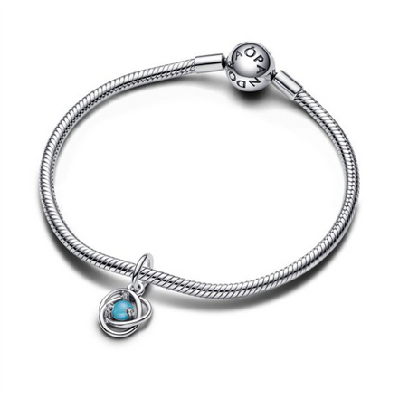 Pandora Moments December Turquoise Blue Eternity Circle Dangle Charm