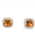 14K Gold Diamond And Citrine Halo Earrings