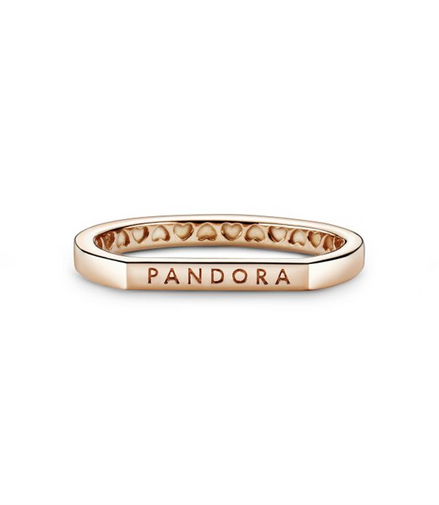 Pandora Momenrts Rose Logo Bar Stacking Ring Size 7