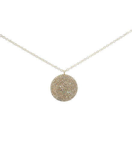 14K Yellow Gold Round Cluster Diamond Necklace