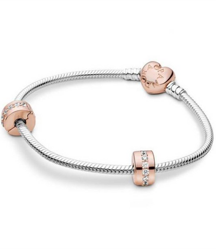Pandora Rose Heart Clasp, Iconic Bracelet Gift Set
