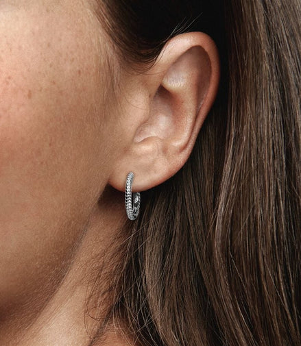 Pandora Moments Small Charm Hoop Earrings