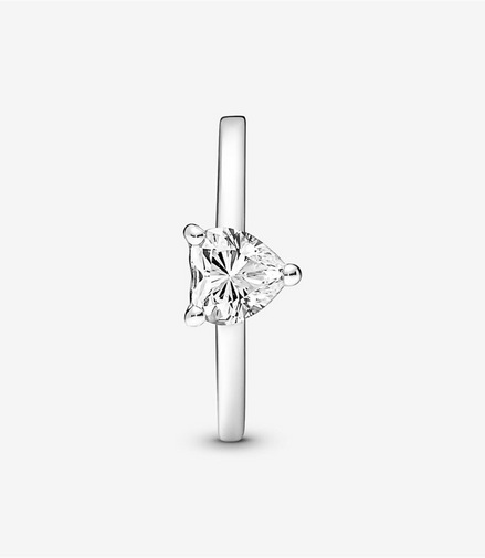 Pandora Timeless Sparkling Heart Solitaire Ring Size 7