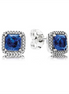Pandora Timeless Blue Square Sparkle Halo Stud Earrings