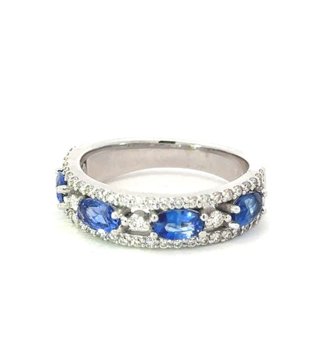14Kw .55Ct 55Rd Diam4 0val Sapphire Band Band