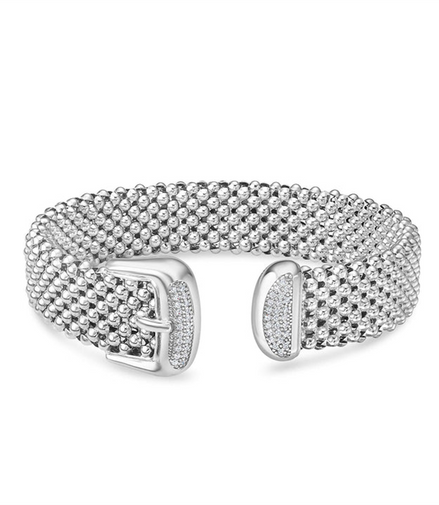 Phillip Gavriel Silver And 0.24 CTW Diamond Popcorn Buckle Cuff Bracelet