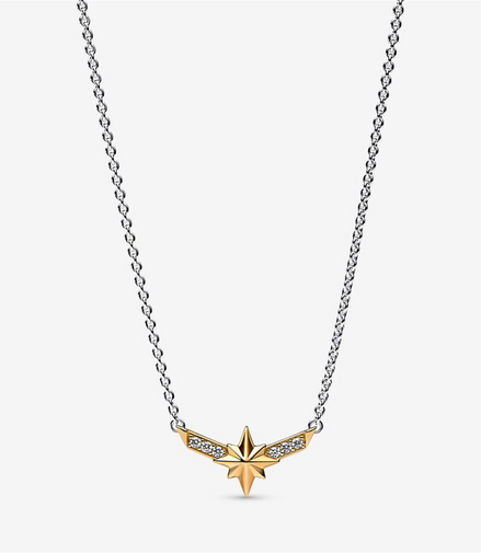 Pandora Marvel Captain Marvel Octogram Star Two tone Pendant Necklace