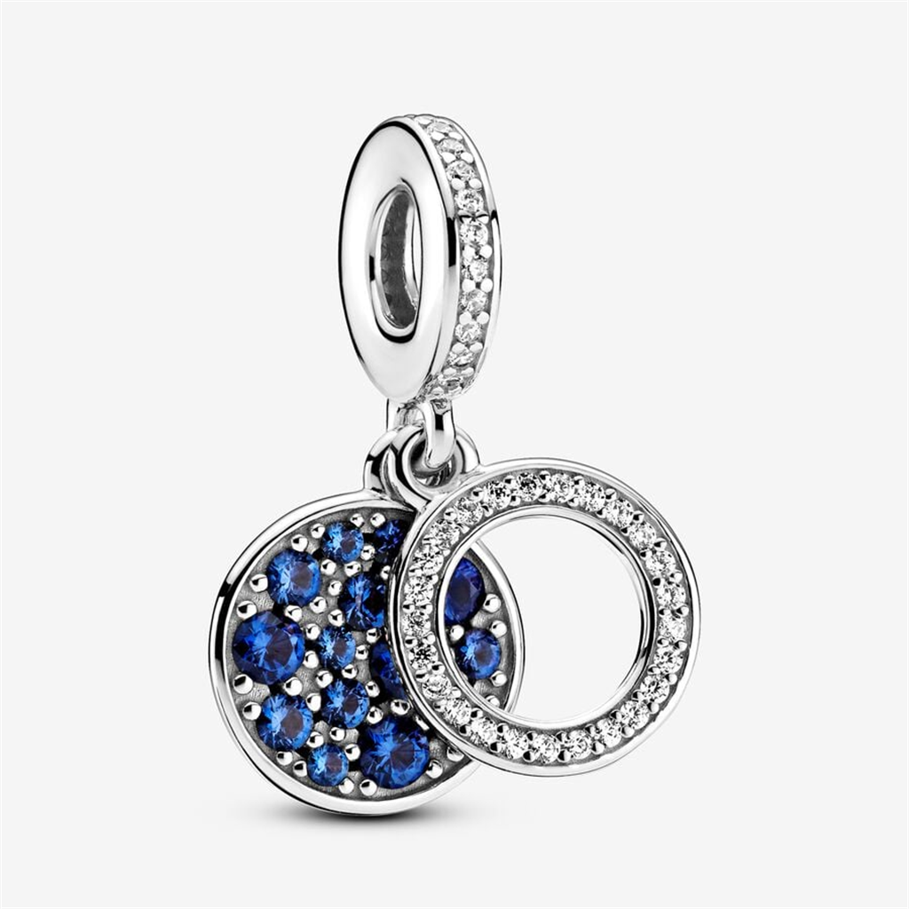 Pandora Moments Sparkling Blue Disc Double Dangle Charm