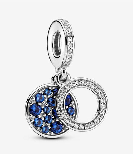 Pandora Moments Sparkling Blue Disc Double Dangle Charm