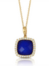 Royal Lapis and Cushion Cut Diamond Pendant Necklace