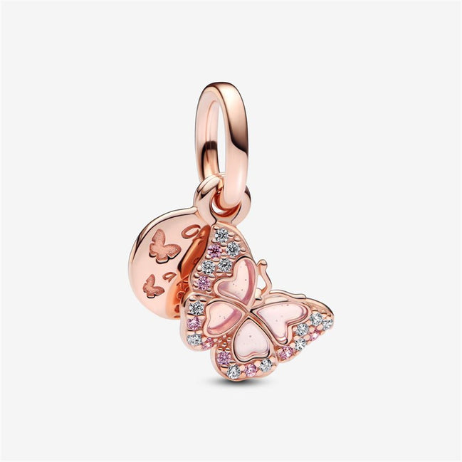 Pandora Moments Pink Butterfly And Quote Double Dangle Charm