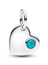 Pandora Engravable Heart Turquoise Blue Stone Dangle Charm