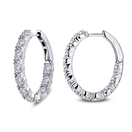 Lafonn Simulated Diamond 20MM x 25MM Oval Hoop Earrings