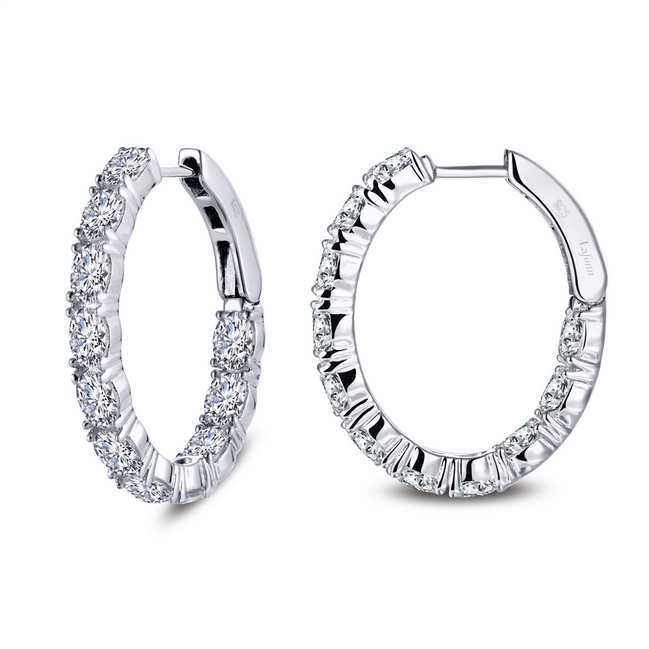Lafonn Simulated Diamond 20MM x 25MM Oval Hoop Earrings
