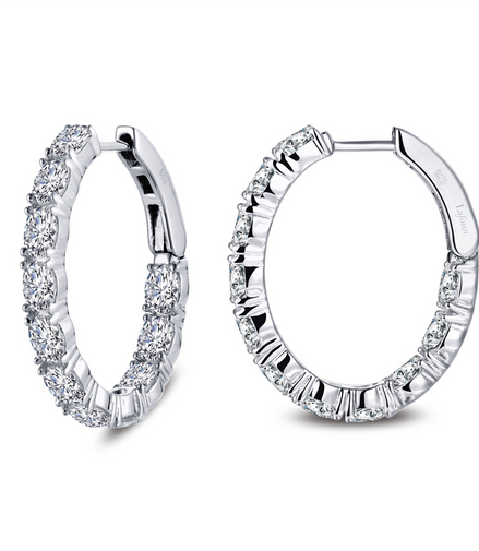 Lafonn Simulated Diamond 20MM x 25MM Oval Hoop Earrings