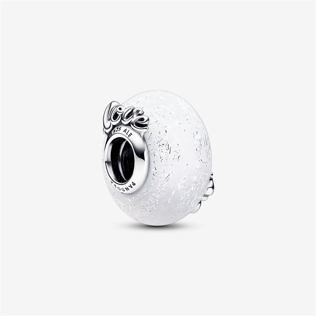Pandora Moments Glittery White Murano Glass Mom & Love Charm