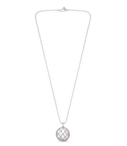 Sterling Silver And 18K Gold Mother Of Pearl Netted Pendant Necklace 18"