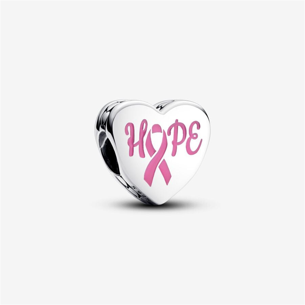 Pandora Moments Silver Pink Breast Cancer Ribbon Hope Heart Charm