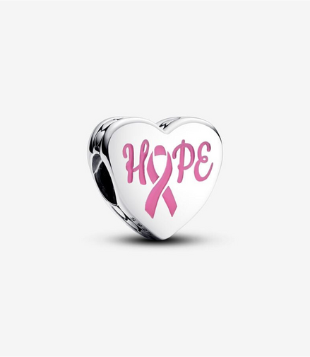 Pandora Moments Silver Pink Breast Cancer Ribbon Hope Heart Charm