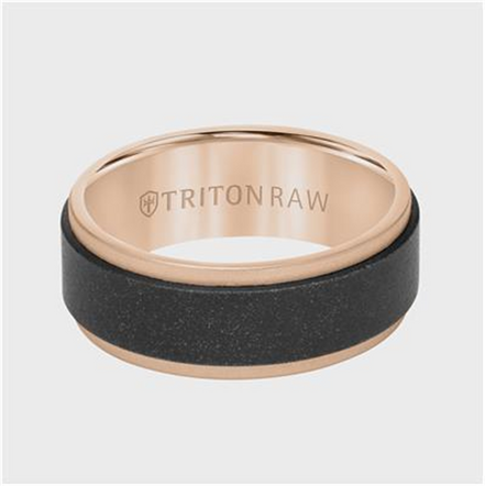 Triton Raw 14K Rose Gold Step Edge Wedding Band