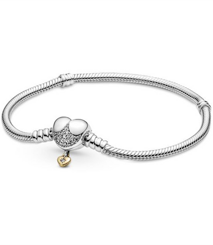 Pandora Disney Moments Heart Clasp Snake Chain Bracelet Size 18