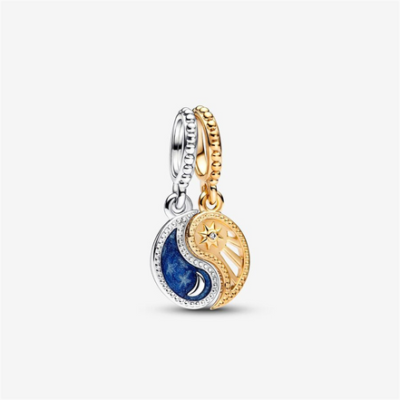 Pandora Moments Two-Tone Splittable Sun And Moon Dangle Charm