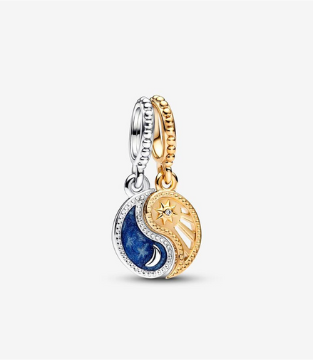 Pandora Moments Two-Tone Splittable Sun And Moon Dangle Charm