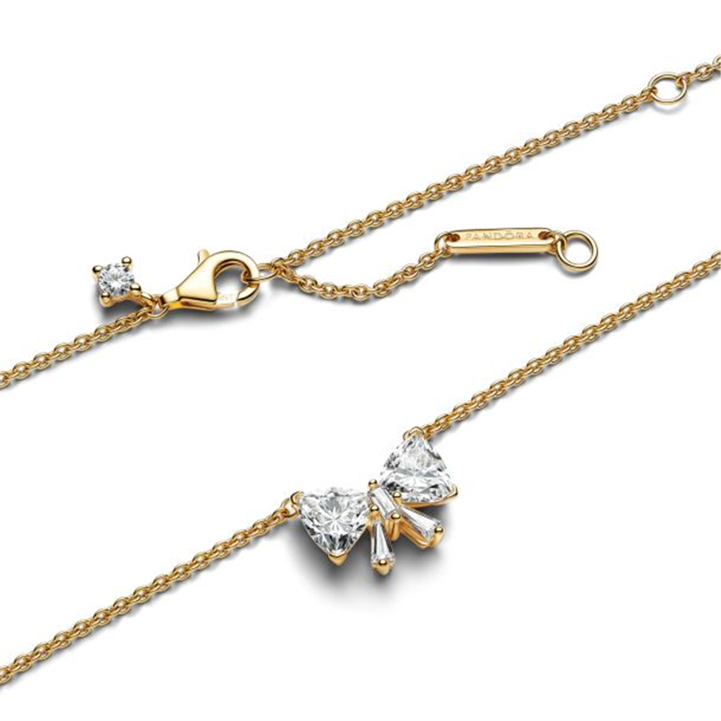 Pandora Timeless Sparkling Bow Gold-Plated Necklace