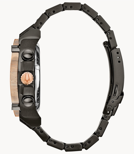 Bulova Men's Icon Precisionist Rose Gold Tone Black Diamond Dial Watch