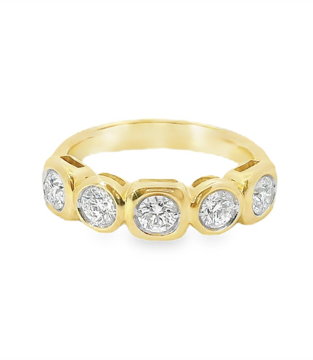 14K Yellow Gold And 0.94 CTW Diamond Round Bezel Set Ring