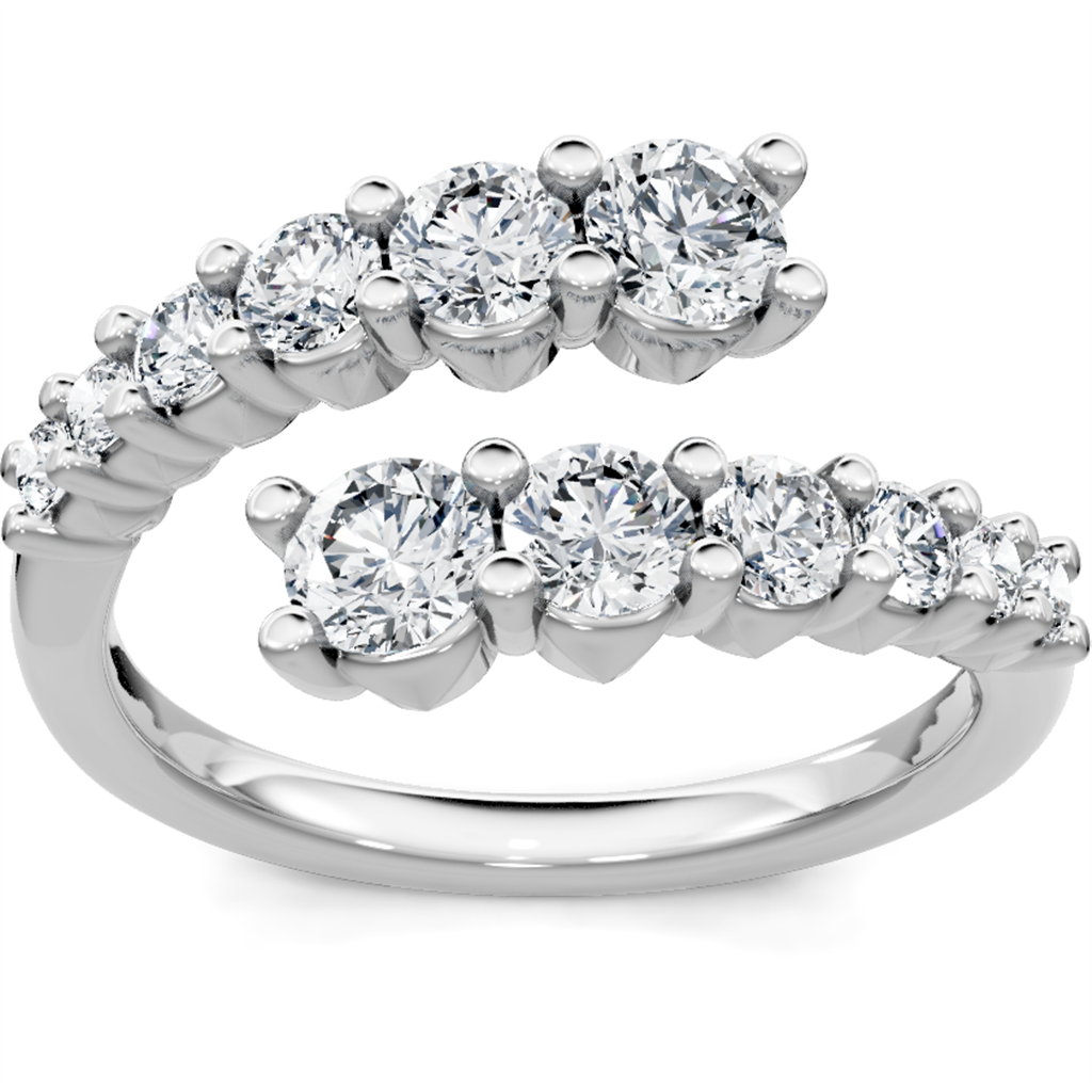 14K White Gold 1 CTW Diamond Bypass Fashion Ring