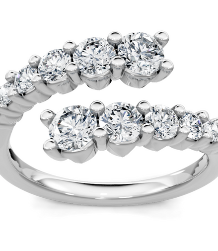 14K White Gold 1 CTW Diamond Bypass Fashion Ring