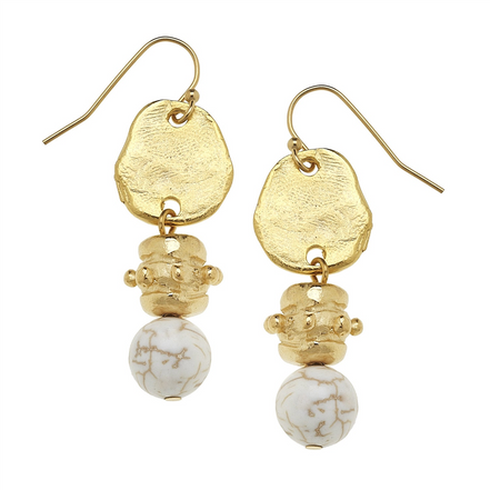 Susan Shaw White Turquoise Bentley Dangle Earrings