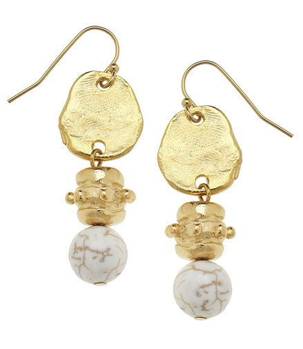 Susan Shaw White Turquoise Bentley Dangle Earrings