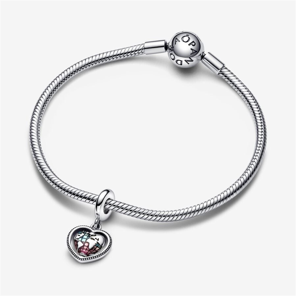 Pandora Moments Family Spinning Heart Globe Dangle Charm